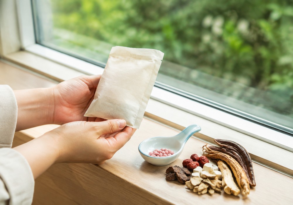 성북 다이어트 한약 - 미올한방병원 성북점의 한약 파우치와 핑크다이어트 환